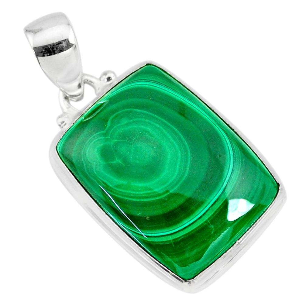 22.59cts natural green malachite (pilot's stone) 925 silver pendant r84674