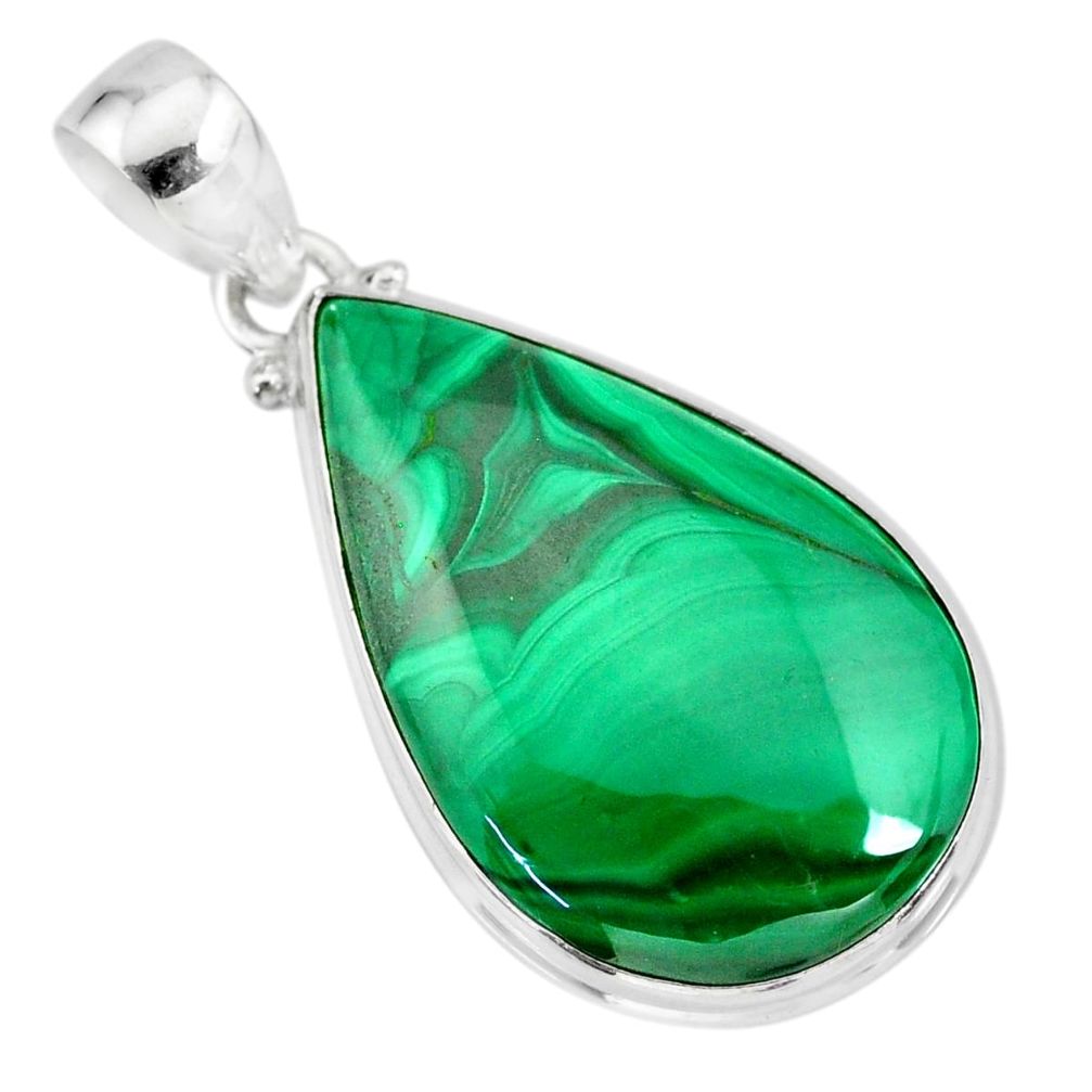 25.26cts natural green malachite (pilot's stone) 925 silver pendant r84679