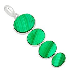 11.19cts natural green malachite (pilot's stone) 925 silver pendant r88320