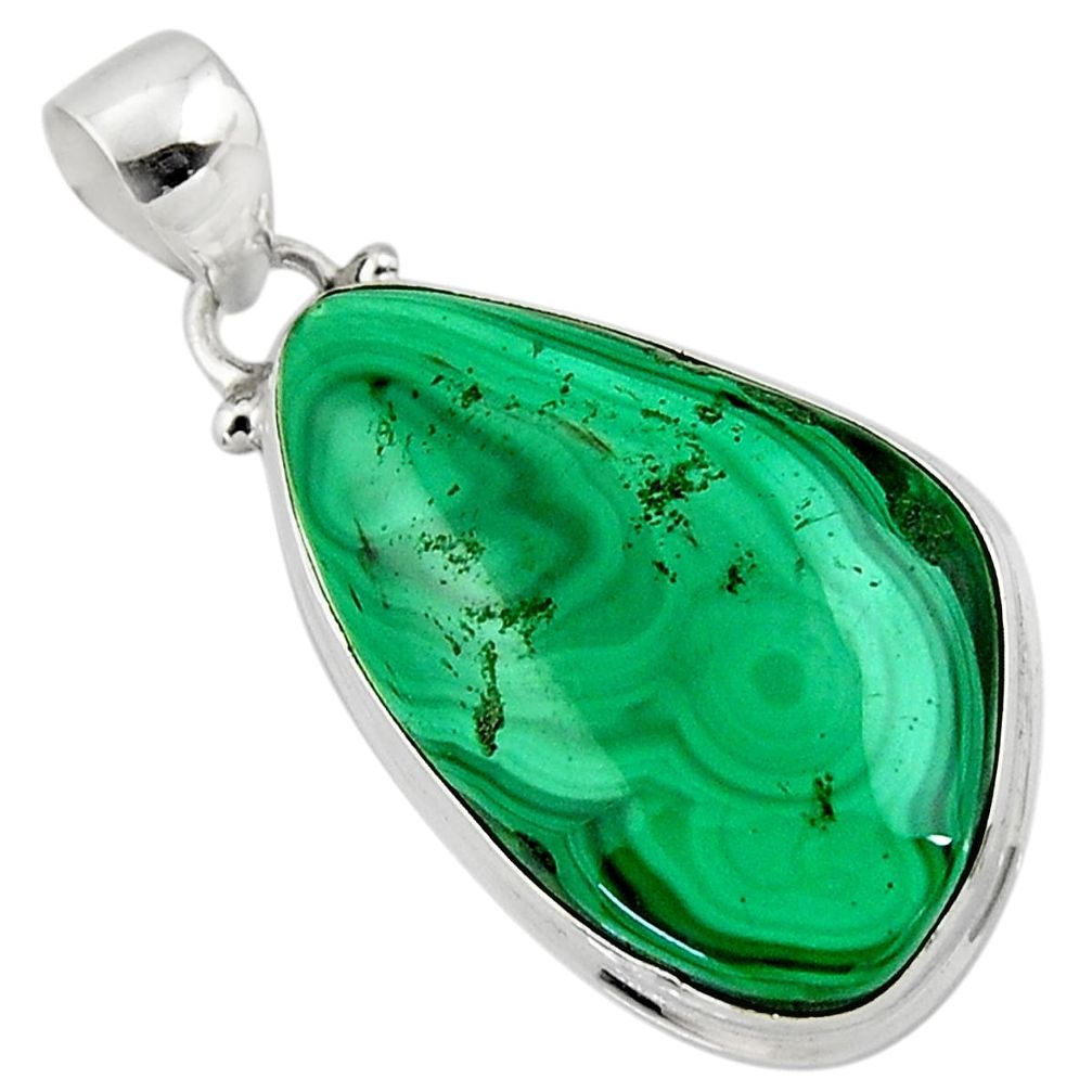 25.00cts natural green malachite (pilot's stone) fancy 925 silver pendant r50586