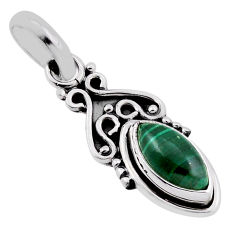 2.60cts natural green malachite (pilot's stone) marquise silver pendant n36506