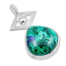 7.64cts natural green malachite in azurite 925 sterling silver pendant y44111