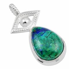6.48cts natural green malachite in azurite 925 sterling silver pendant y44113