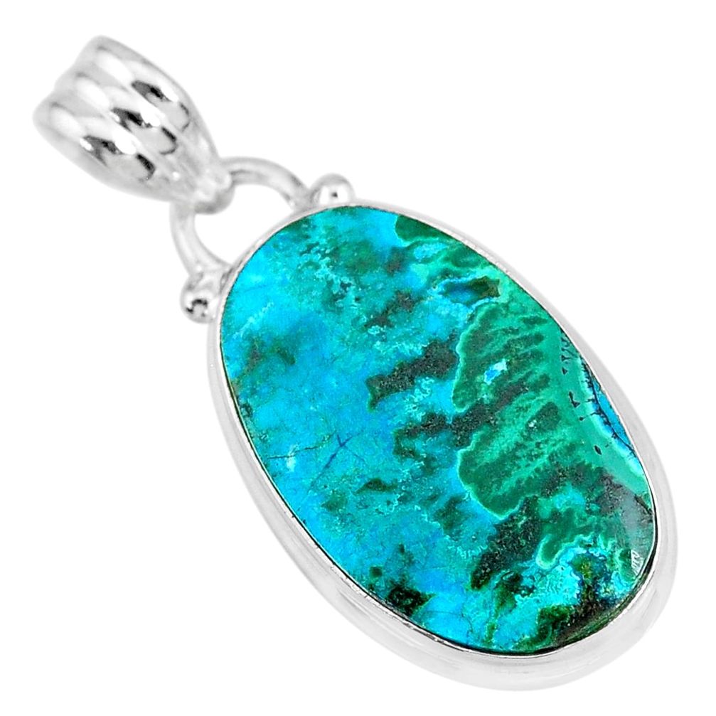 12.15cts natural green malachite in chrysocolla 925 silver pendant r83307