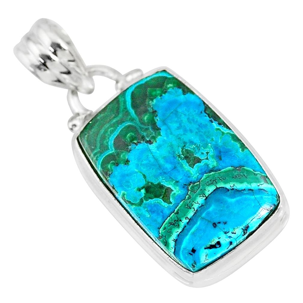 12.18cts natural green malachite in chrysocolla 925 silver pendant r83310