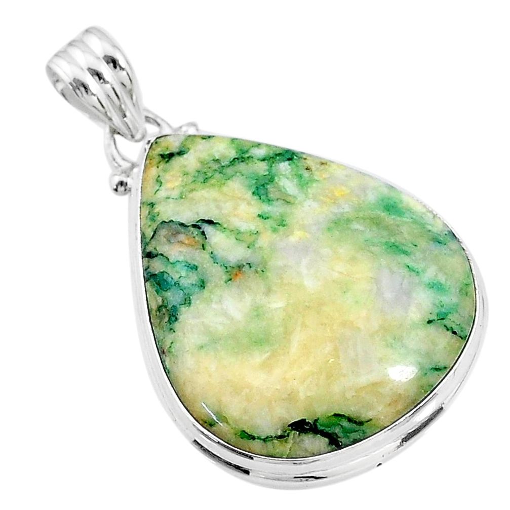 26.70cts natural green mariposite 925 sterling silver pendant jewelry t18517