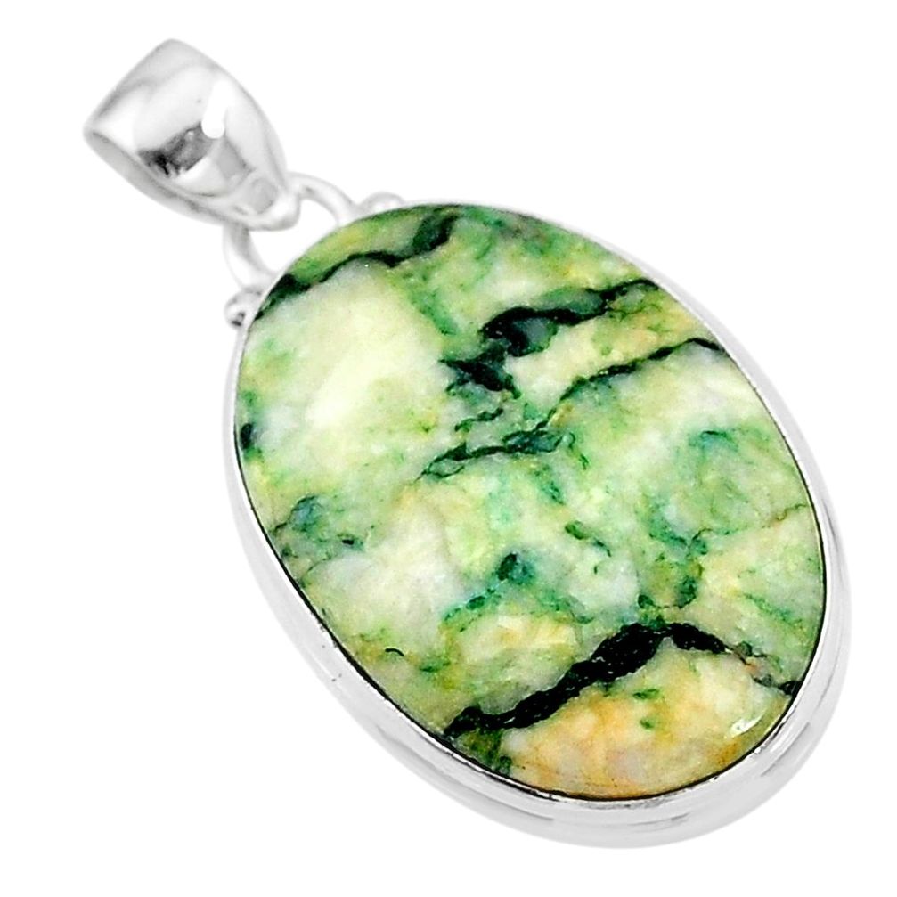 18.70cts natural green mariposite 925 sterling silver pendant jewelry t18521