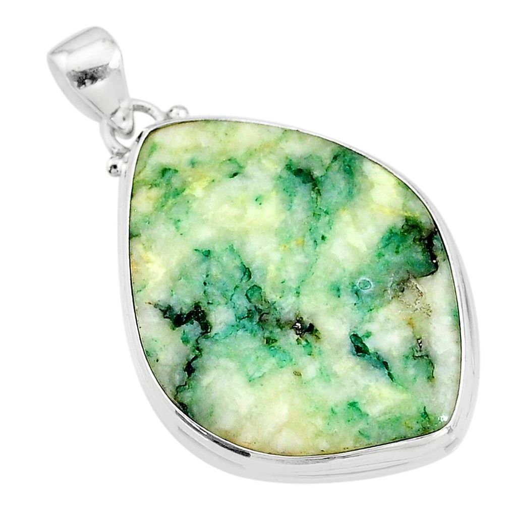 29.37cts natural green mariposite 925 sterling silver pendant jewelry t18526