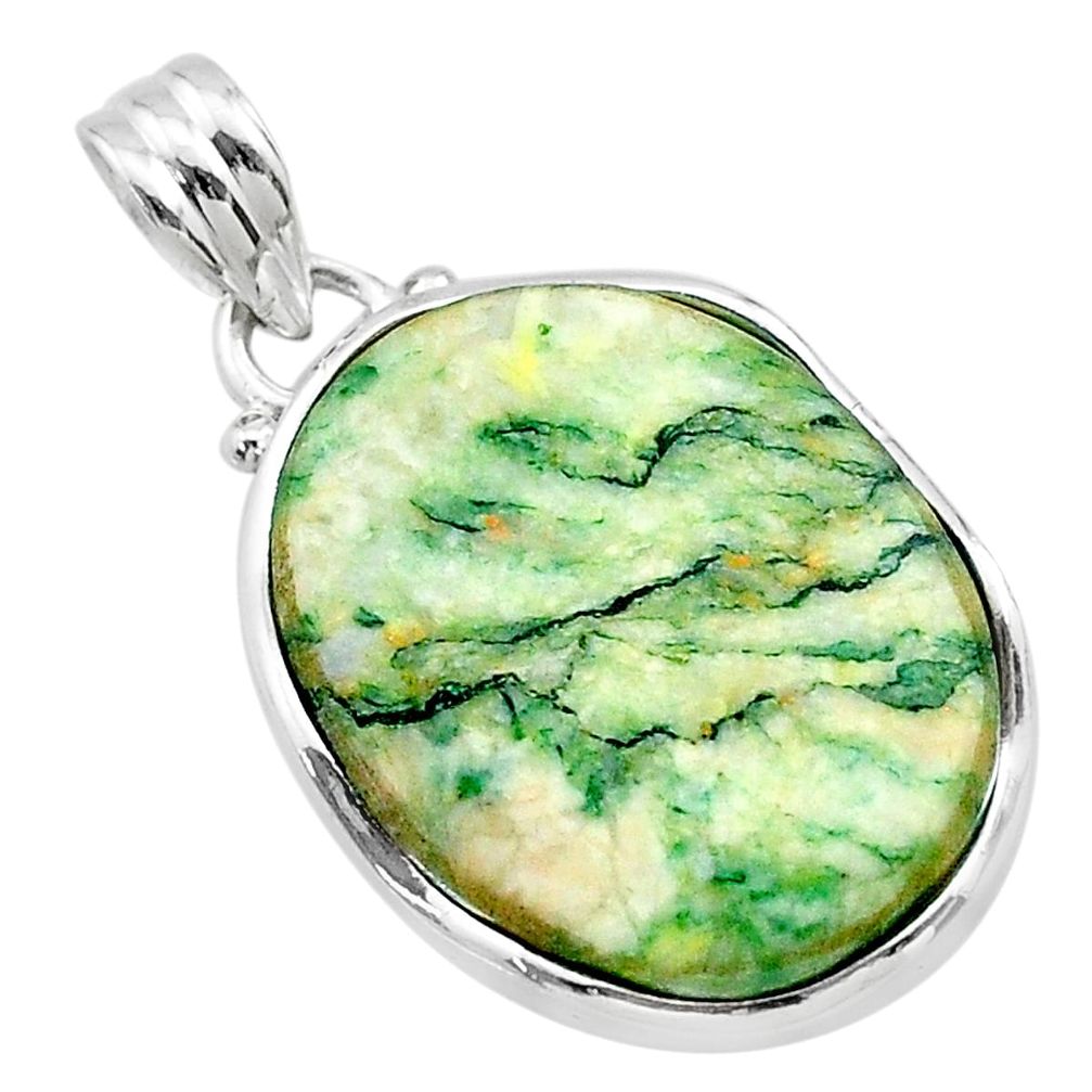 17.93cts natural green mariposite 925 sterling silver pendant jewelry t22688