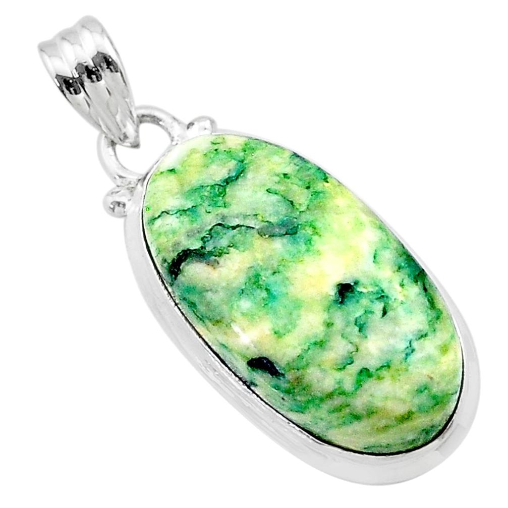 15.02cts natural green mariposite 925 sterling silver pendant jewelry t22690
