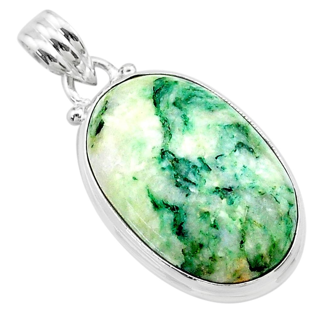 16.03cts natural green mariposite 925 sterling silver pendant jewelry t22693