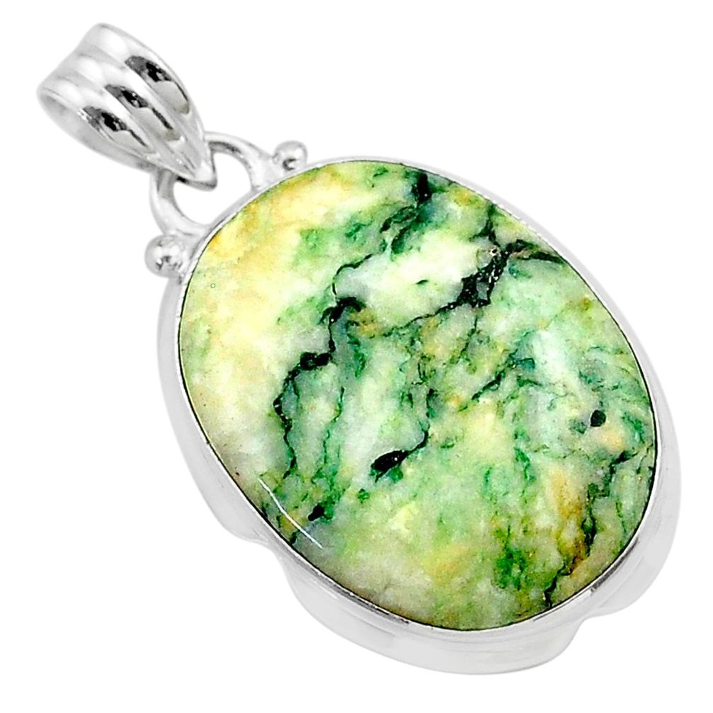15.02cts natural green mariposite 925 sterling silver pendant jewelry t22695