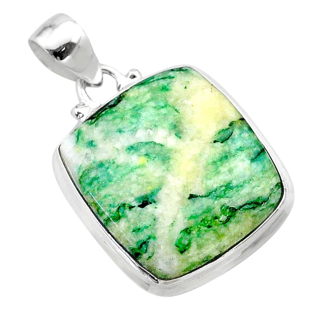 18.94cts natural green mariposite 925 sterling silver pendant jewelry t22700