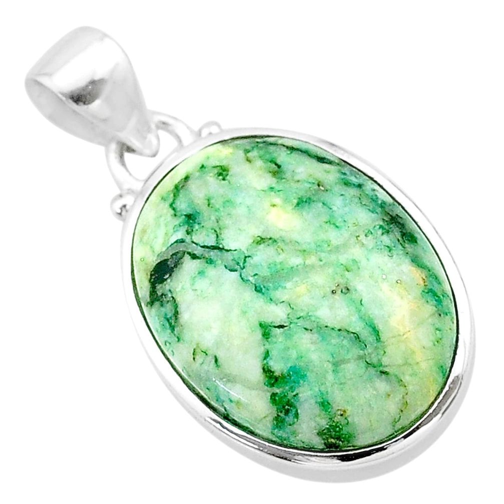 16.87cts natural green mariposite 925 sterling silver pendant jewelry t22701