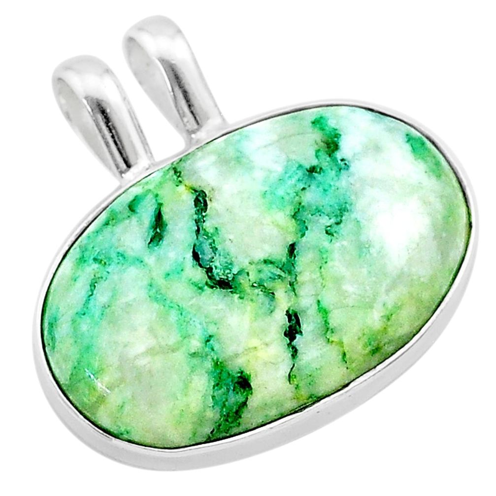 16.73cts natural green mariposite 925 sterling silver pendant jewelry t22704