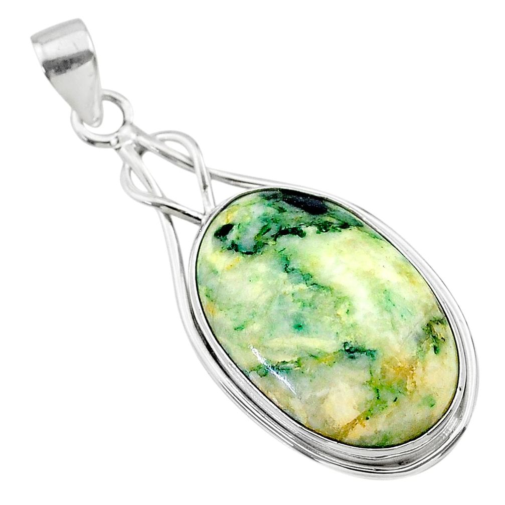 20.88cts natural green mariposite 925 sterling silver pendant jewelry t22705