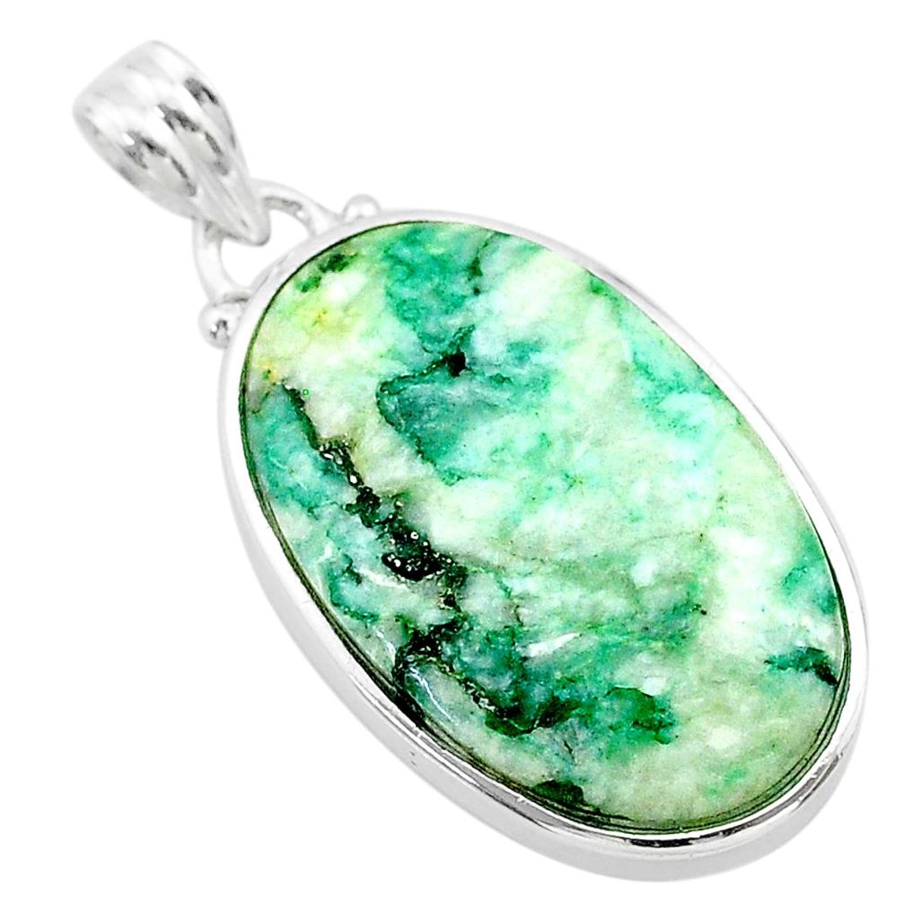 19.57cts natural green mariposite 925 sterling silver pendant jewelry t22707