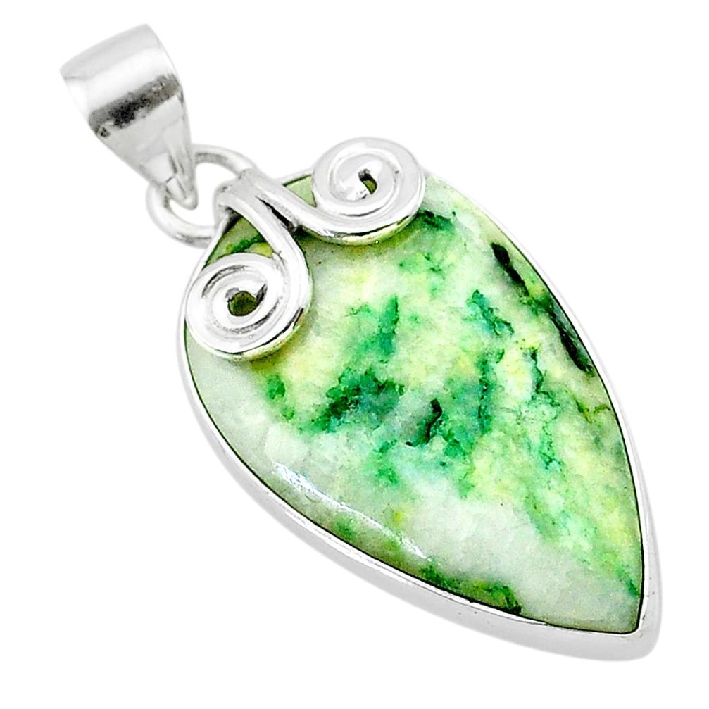 15.55cts natural green mariposite 925 sterling silver pendant jewelry t22709