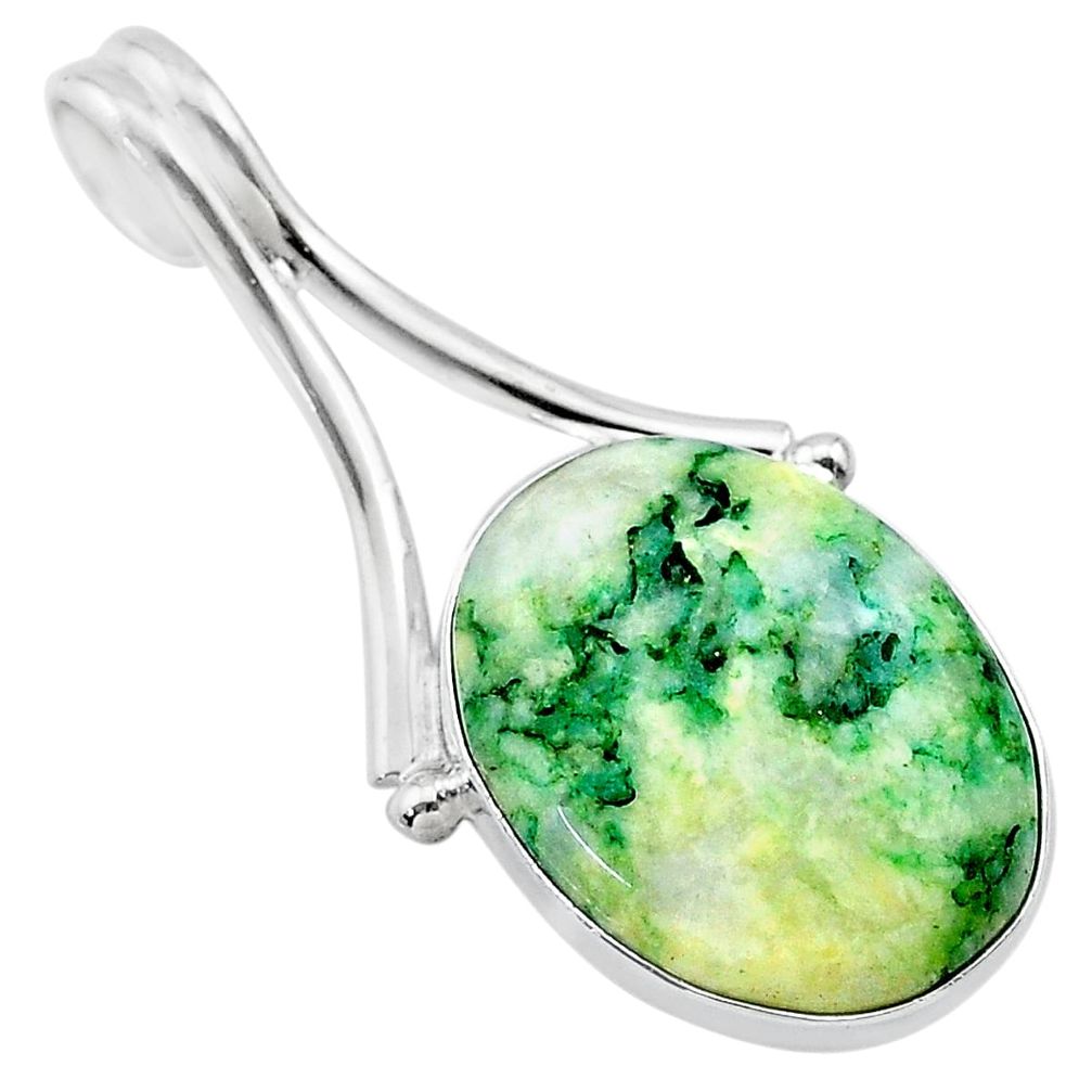 15.91cts natural green mariposite 925 sterling silver pendant jewelry t22710