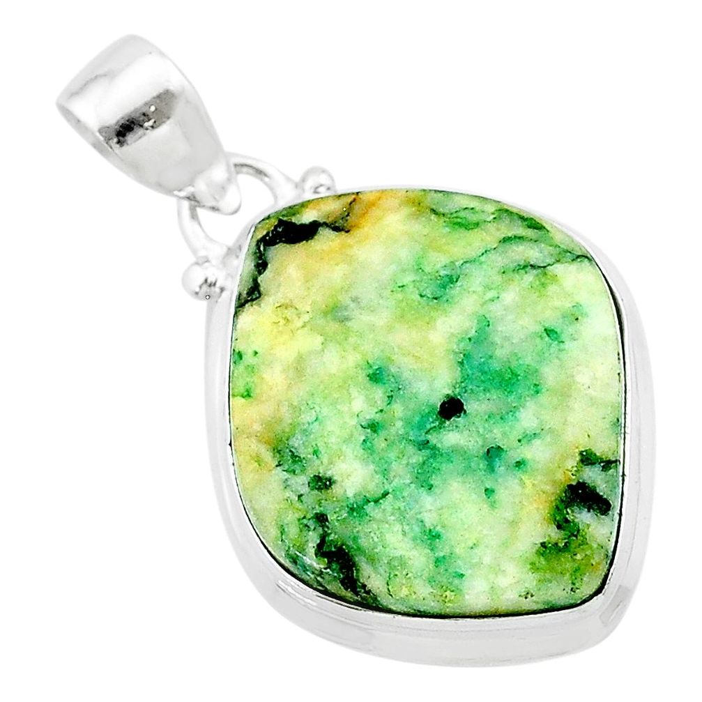 16.49cts natural green mariposite 925 sterling silver pendant jewelry t22711