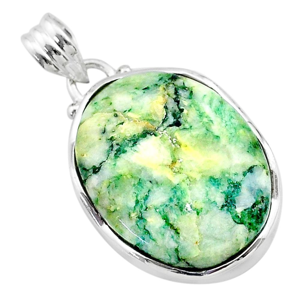 19.07cts natural green mariposite 925 sterling silver pendant jewelry t22714