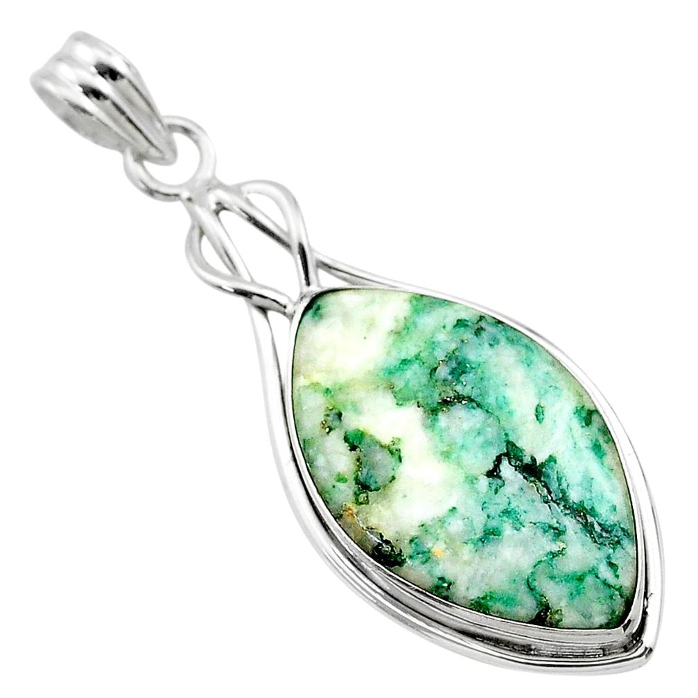 16.73cts natural green mariposite 925 sterling silver pendant jewelry t22717