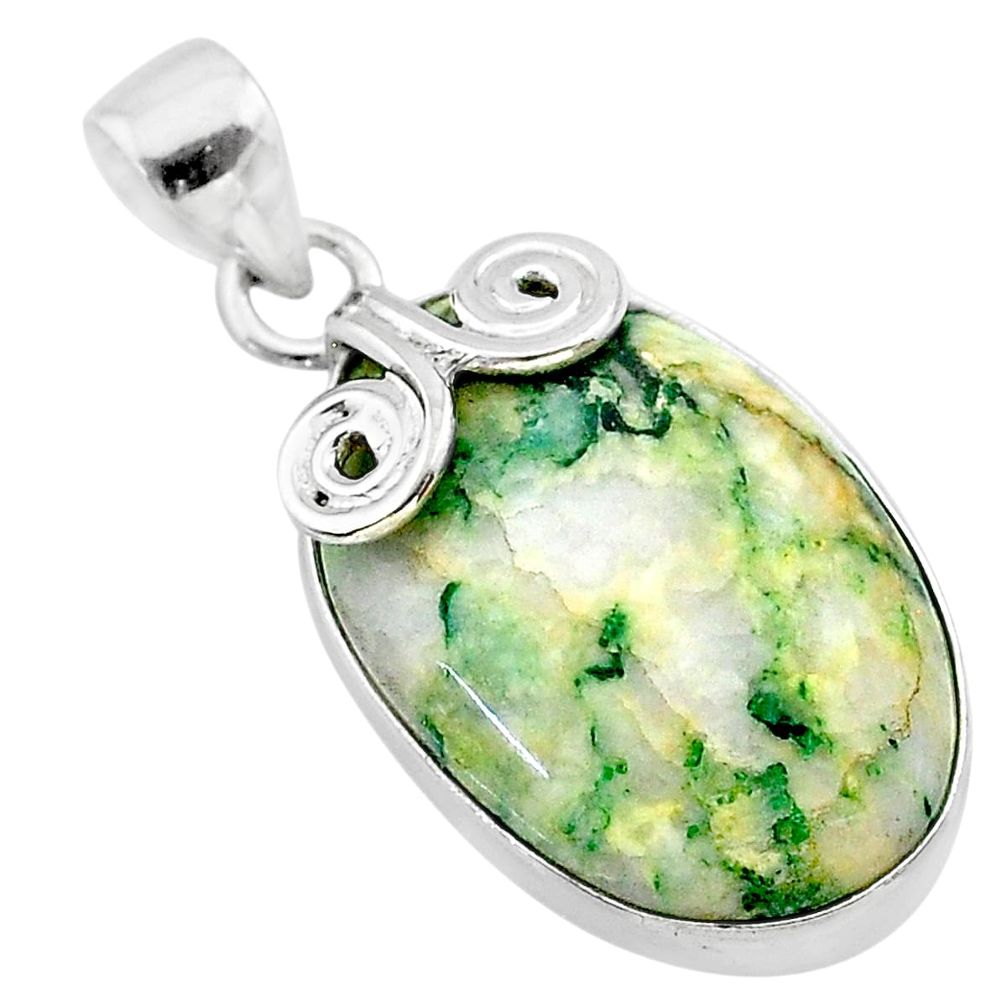18.15cts natural green mariposite 925 sterling silver pendant jewelry t22718