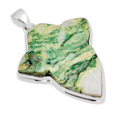 37.74cts natural green mariposite 925 sterling silver pendant jewelry y23581