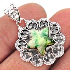 6.27cts natural green mariposite 925 sterling silver star fish pendant t63543