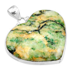 37.13cts natural green mariposite heart 925 sterling silver pendant t18506