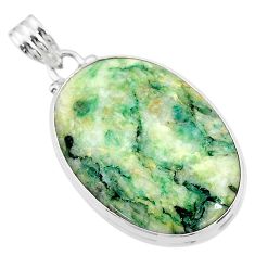 26.11cts natural green mariposite oval 925 sterling silver pendant t18512