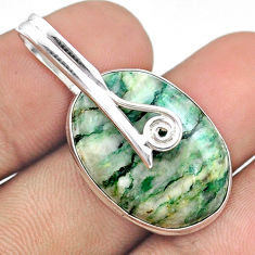 16.70cts natural green mariposite oval 925 sterling silver pendant u22306