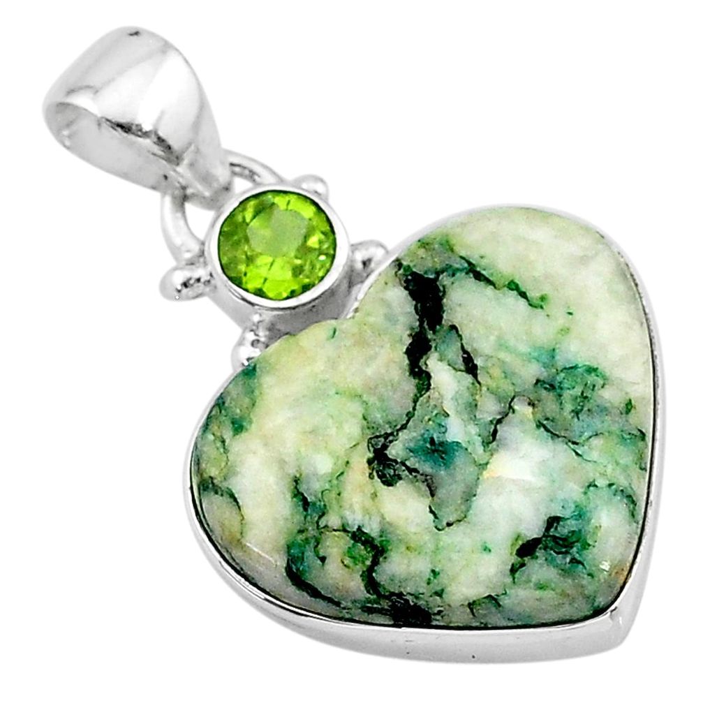 16.70cts natural green mariposite peridot 925 sterling silver pendant t13194