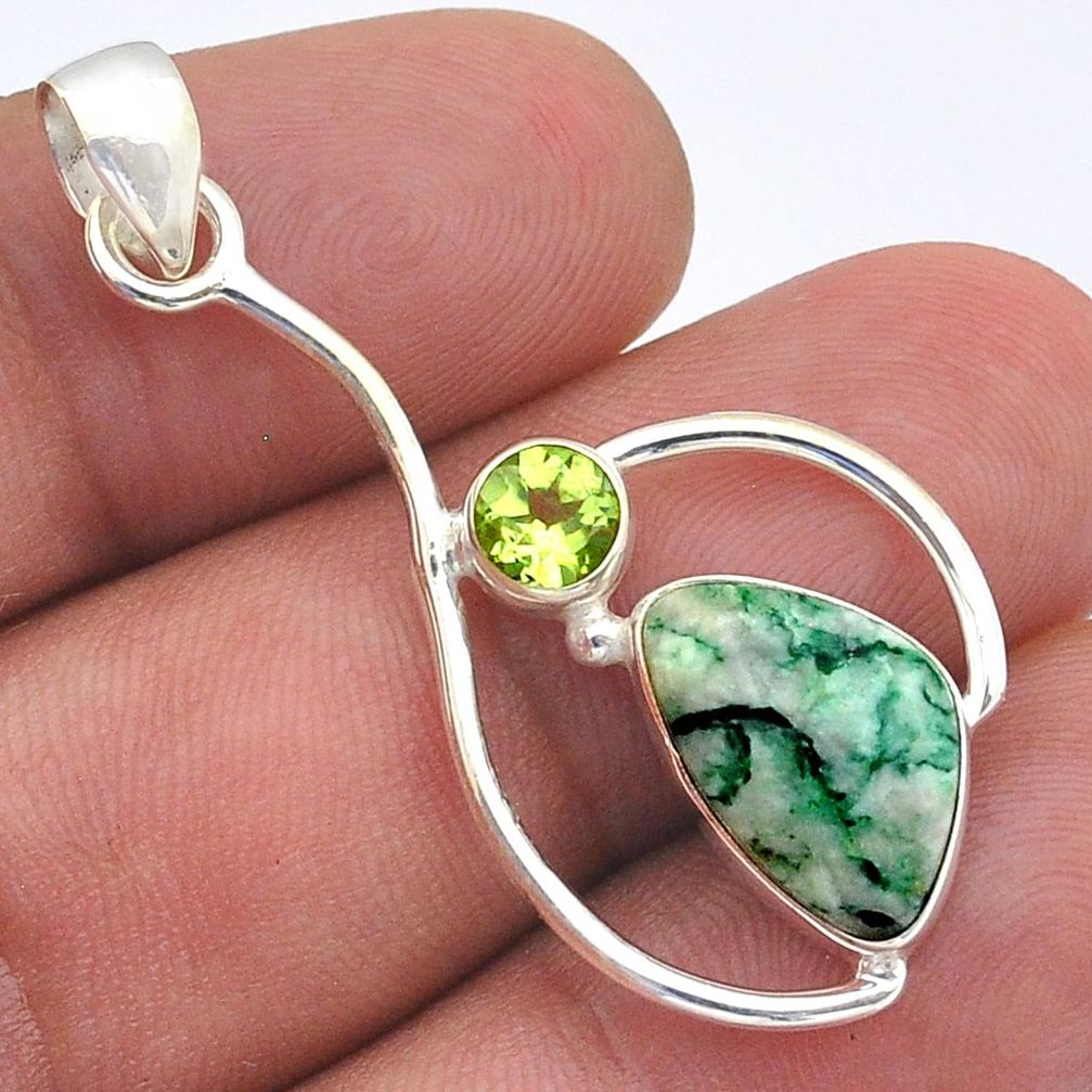 4.43cts natural green maw sit sit peridot 925 sterling silver pendant u61734