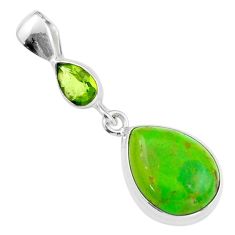 Clearance Sale- 10.21cts natural green mojave turquoise peridot 925 silver pendant jewelry u6525
