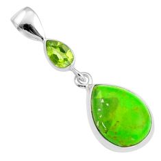 Clearance Sale- 10.14cts natural green mojave turquoise peridot 925 silver pendant jewelry u6527