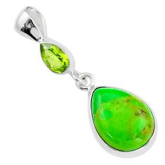Clearance Sale- 10.14cts natural green mojave turquoise peridot 925 silver pendant jewelry u6537