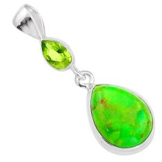 Clearance Sale- 9.73cts natural green mojave turquoise peridot 925 sterling silver pendant u6522