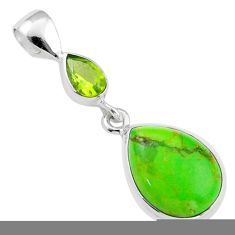 Clearance Sale- 9.57cts natural green mojave turquoise peridot 925 sterling silver pendant u6533