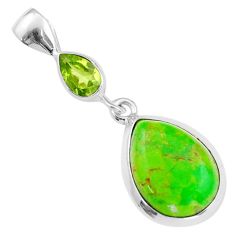 Clearance Sale- 9.44cts natural green mojave turquoise peridot 925 sterling silver pendant u6602