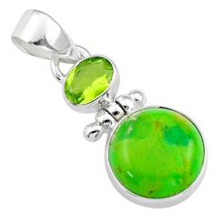 Clearance Sale- 6.26cts natural green mojave turquoise peridot 925 sterling silver pendant u8018
