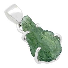 Clearance Sale- 6.95cts natural green moldavite (genuine czech) 925 silver pendant u60121