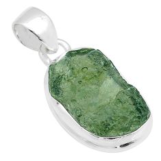 Clearance Sale- 6.67cts natural green moldavite (genuine czech) fancy 925 silver pendant u60022