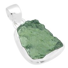 Clearance Sale- 7.66cts natural green moldavite (genuine czech) fancy 925 silver pendant u60028