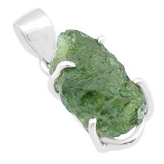 Clearance Sale- 8.12cts natural green moldavite (genuine czech) fancy 925 silver pendant u60105
