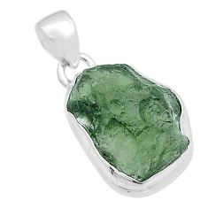 Clearance Sale- 8.68cts natural green moldavite (genuine czech) fancy 925 silver pendant u62419