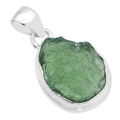 Clearance Sale- 6.71cts natural green moldavite (genuine czech) fancy 925 silver pendant u62423
