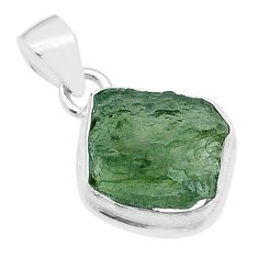 Clearance Sale- 6.82cts natural green moldavite (genuine czech) fancy 925 silver pendant u62435