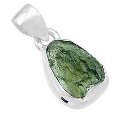 Clearance Sale- 5.47cts natural green moldavite (genuine czech) fancy 925 silver pendant u78105