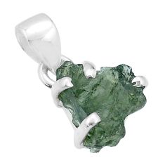Clearance Sale- 5.02cts natural green moldavite (genuine czech) fancy 925 silver pendant u78177